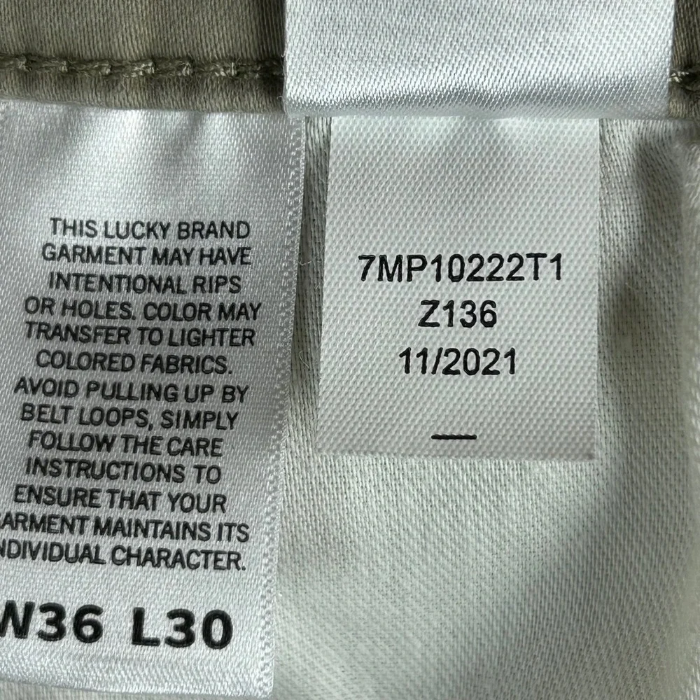 Lucky Brand Pants Mens 36x30 (36x29) Khaki Tan 221 Straight Leg Casual Trousers